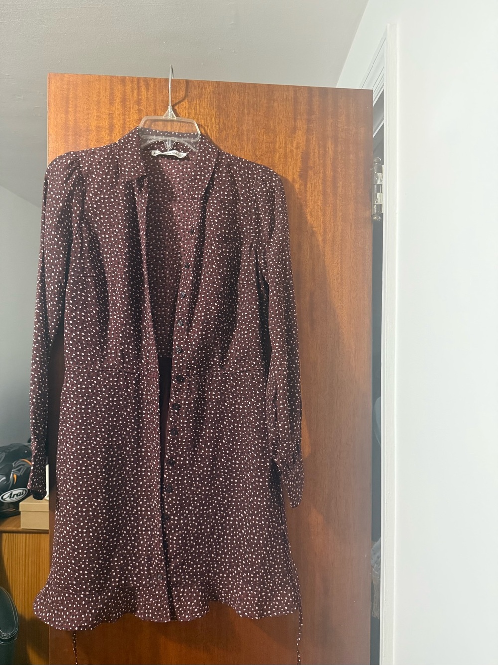 Abercrombie & Fitch Burgundy Dress with White Dot Print